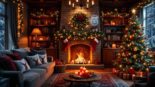 Cozy Christmas Ambience 🎄 Christmas Piano Instrumental Music with Crackling Fireplace to Relax [upl. by Barty]