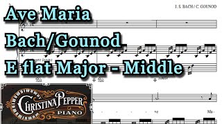 Ave Maria Bach Gounod E flat Major Piano Accompaniment Karaoke Middle Voice [upl. by Sheila545]