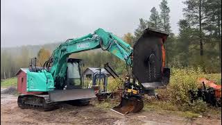 Excavator KOBELCO SK140 SRLC7 with Trejon M1650 Cutting unit [upl. by Edd]