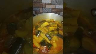 Potato brinjal with dry fish 😁food easycurry indianfood cooking simplecurry indianrecipes [upl. by Klepac342]