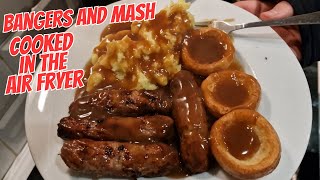 BANGERS AND MASH  Cooked in the AIR FRYER  Ultenic K10  Sausages Mash Yorkshire Pudding amp Gravy [upl. by Barbette]