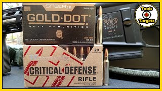 AR15 Critical Defense vs Gold Dot223 Ammo Ballistic Gel Test [upl. by Jd]