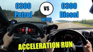 C300 vs C300d W206  100200kmh amp 0100kmh  ACCELERATION  CarPerformance Media [upl. by Donovan]