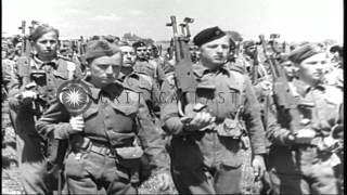 The Yugoslav Partisans dressed in uniforms march during World War II HD Stock Footage [upl. by Etyam880]