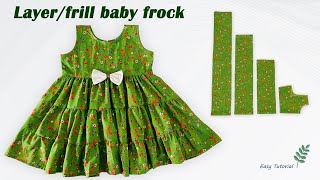 Layer Frill Baby Frock Cutting and Stitching Layer Baby Frock Cutting [upl. by Davilman84]