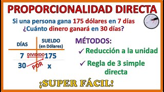 PROPORCIONALIDAD DIRECTA  REGLA DE 3 SIMPLE DIRECTA  SUPER FÁCIL 🤩 [upl. by Lysander]