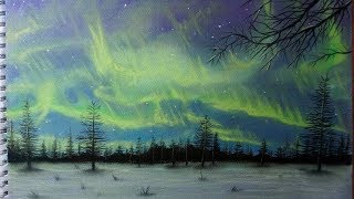 How to Draw Northern Lights with Pastels Step by Step  Landscape [upl. by Ynetruoc]