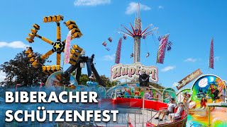 Biberacher Schützenfest 2023  Die Fahrgeschäfte auf dem Vergnügungspark Gigelberg [upl. by Ganny439]