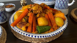 Recette de Couscous tunisien au poulet وصفة كسكسي تونسي بالدجاج [upl. by Eniarrol]