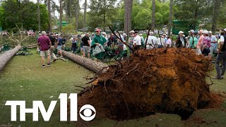 Play suspended at Masters after 2 trees fall [upl. by Mord]