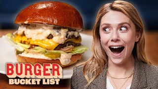 Elizabeth Olsen Gets a Burger Master Class  Burger Bucket List [upl. by Dahij]