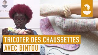 Apprenez à tricoter des chaussettes avec Bintou alias Nappy Knitter sur Artesanecom [upl. by Hamann]