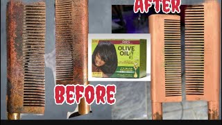 How to clean your hot comb or hot tools with just relaxer  youtube youtubemadeforyou olive [upl. by Evers455]