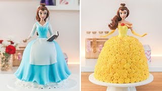 Disney PRINCESS 🌹 BELLE Doll Cakes  Beauty and the Beast [upl. by Weitman854]