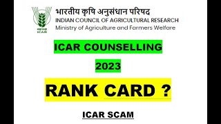 ICAR 2023 Counseling Update icar2023 Rank Card Date icarcounselling [upl. by Edmond]