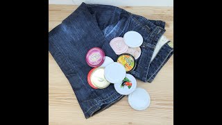 Look what I did with jeans and jar lids great DIY idea [upl. by Dao]