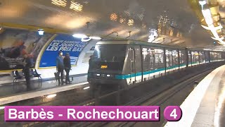 Métro de Paris  Barbès  Rochechouart  Ligne 4  RATP MP89  2014 [upl. by Noonberg]