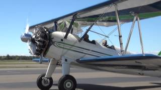 Stearman Startup and departure from Warrenton Fauquier Airport 91713 [upl. by Haik124]