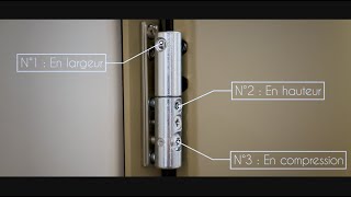 Réglages des paumelles 3D serrure et gâche filante de la porte aluminium PASSAGE dEURADIF [upl. by Lemrej]