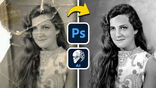 Restaureaza Poze Vechi Folosind AI si PS  Tutorial Photoshop pentru INCEPATORI [upl. by Herc]