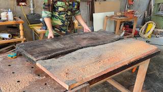 40 Year Old Carpenter  Processing Poles In Natural Red Wood Panels To Design A Tea Table Set [upl. by Ert]