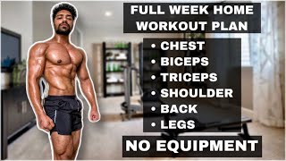 Full Week Workout Plan At Home No Equipment [upl. by Jovitah]