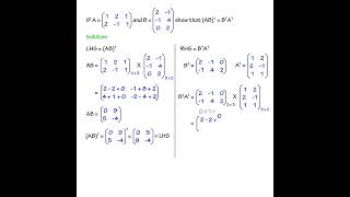 Matrix Equation  Transpose of AB  Transpose of B  Transpose of A [upl. by Maurie]