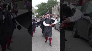 Portsoy Pipe Band march through town playing Scotland the Brave for 2023 Boat Festival shorts [upl. by Thaxter858]