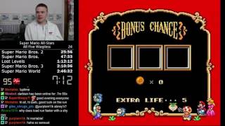 24525 Super Mario AllStars  All Five Warpless speedrun Former World Record [upl. by Cthrine602]