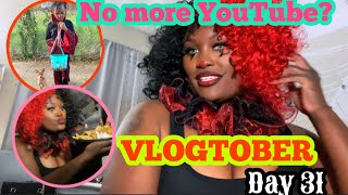 VLOGTOBER Day 31 The END NO MORE YOUTUBE 😱pinkaesthetics momlife halloween blackgirlvlog [upl. by Georgianne]