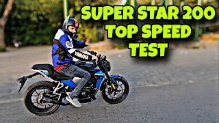 SUPER STAR 200 TOP SPEED TEST ON PK BIKES POWERED BY UNITED AUTOS MOTORSPORTS RAWALPINDI PAKISTAN 🤩 [upl. by Attenol334]