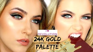 I HEART REVOLUTION 24K GOLD PALETTE MAKEUP TUTORIAL ✨  shivonmakeupbiz [upl. by Nnyliram299]