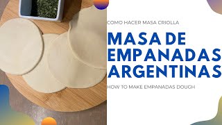 MASA de empanadas ARGENTINAS🇦🇷 RÁPIDA Y ECONÓMICA [upl. by Adnwahsat]