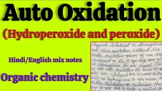 Auto OxidationHydroperoxide and peroxidein hindi notes  MSc 2sem organic chemistry hindi notes [upl. by Clellan]