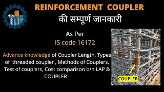 Reinforcement Coupler  COUPLER का पूरा ज्ञान As Per IS 16172 civilkudos [upl. by Eelik]