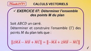 EXERCICE  07 CALCULS VECTORIELS  LIGNE DE NIVEAU [upl. by Ober]