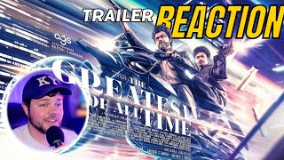 The GOAT Trailer REACTION Tamil Thalapathy Vijay [upl. by Murrah349]