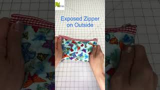 ⬆️Watch Full Tutorial  How to Sew a Pouch Exposed Zipper and lining  Easy Diy sewing diypouch [upl. by Kieran]