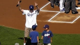 Will Ferrell and Son Mattias Announce quotTime for Dodger Baseballquot  NLCS Game 5  Dodger Stadium [upl. by Sharona]