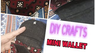 Making Mini Wallet With 2 Piece Of Fabrics And Only One Seam With 3 Pockets DIY SIMPLE CARD HOLDER [upl. by Lillis]