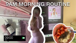 9am productive morning routine skincare routine working out eating healthy  more [upl. by Orelie]