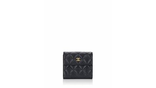 Chanel Caviar Compact French Wallet Black [upl. by Singband]