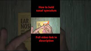 how to hold thudicum nasal speculum [upl. by Ymmaj593]