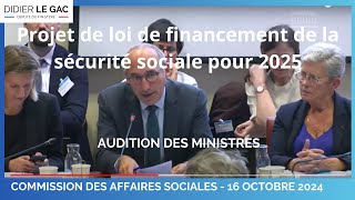 Audition des ministres sur le PLFSS 2025  La réponse du ministre des solidarités [upl. by Tayyebeb]