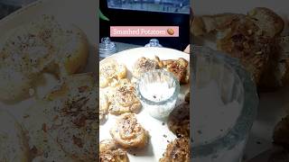 Smashed Potatoes 🥔 😋 Yummiest and easiest Potato snack food recipe shorts viralfood sidedishes [upl. by Ecinerev]