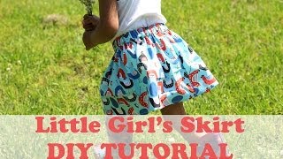 How to Make a Simple Girls Skirt Beginner Sewing [upl. by Anaujal62]