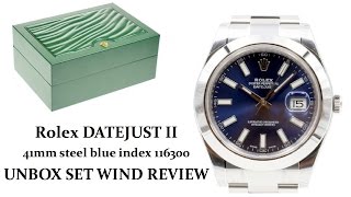 ▶ Rolex 41mm Datejust II UNBOXING amp REVIEW  116300 904L Stainless Steel Blue Face Index [upl. by Villiers]