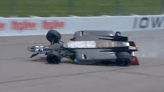 Indycar 2024 Iowa Race 2  Terrifying Last Lap Crash [upl. by Nyrmak]