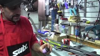 McBike demonstrates how to apply grip wax to XC skis [upl. by Atiuqal]