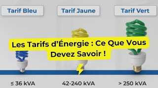 Comprendre les tarifs délectricité Tarif Bleu Jaune Vert expliqués simplement [upl. by Ianteen141]